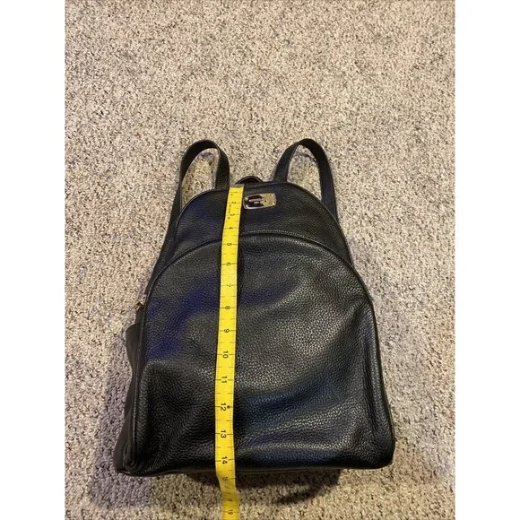 Michael Kors Black Leather Abbey Backpack Black Gold